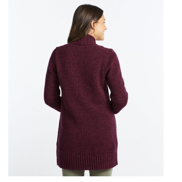 L.L.Bean Classic Ragg Sweater, Open Cardigan Deep Purple Ladies Small EUC - Picture 2 of 11
